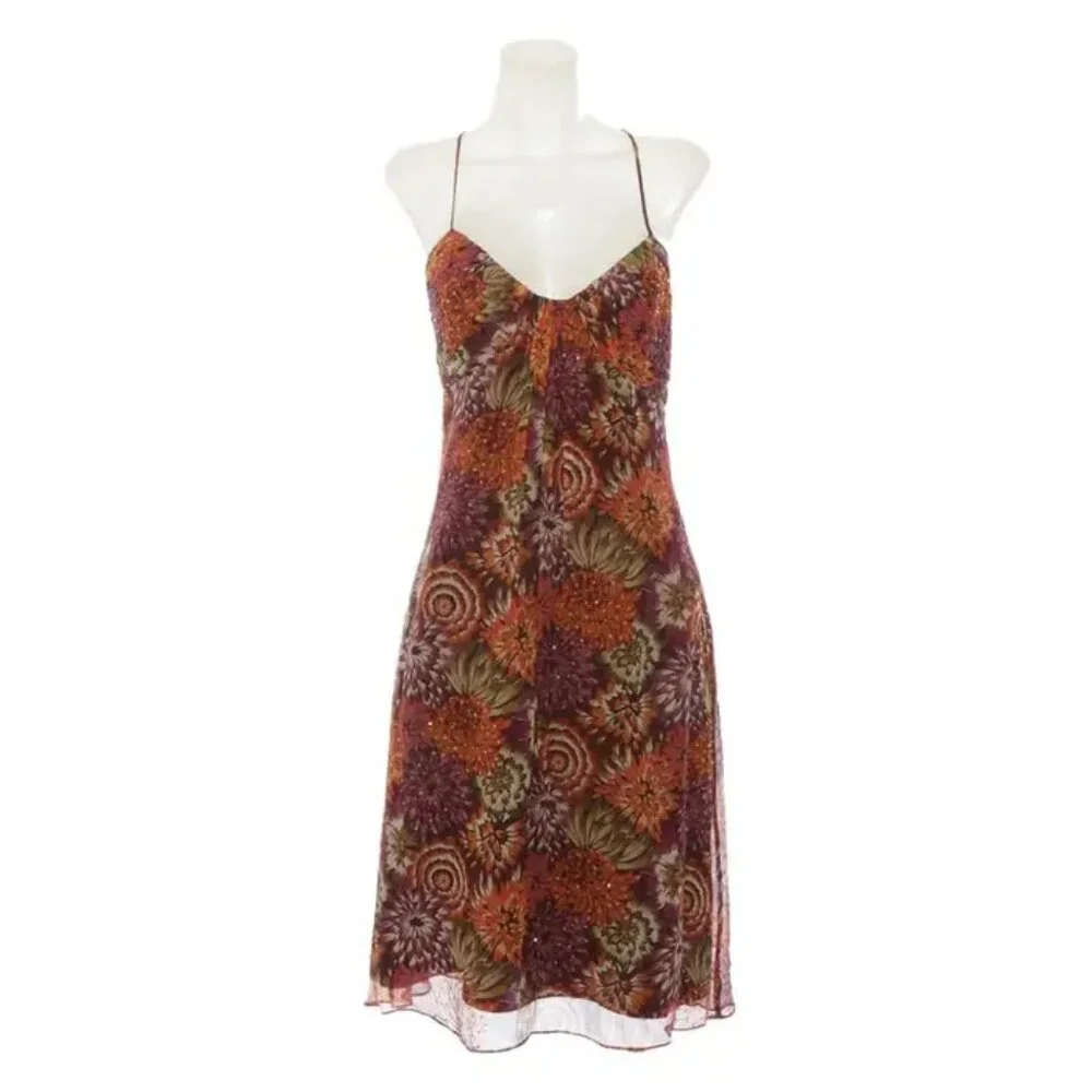 Vintage Laundry Y2K Silk Beaded Floral dress - size Small - Picture 2 of 10